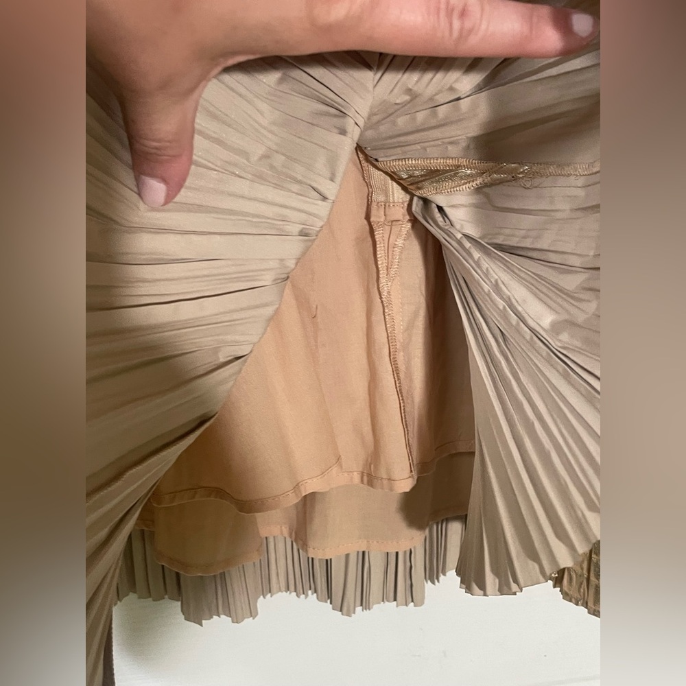 cult gaia Metallic Gold Strapless Pleated Mini Dress - Picture 9 of 14